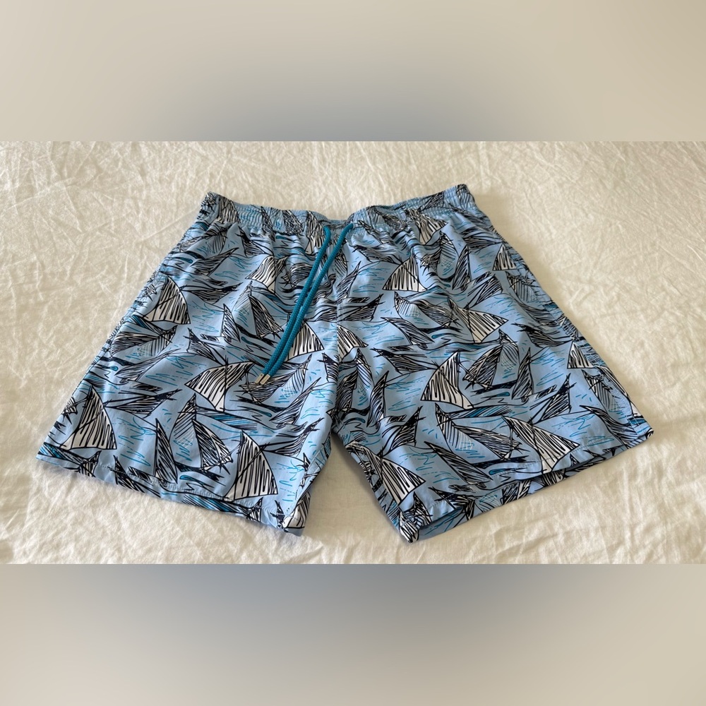 Vilebrequin | Men’s 3XL | Blue Swim Trunks Shorts Triangle Fins Sails Lined
